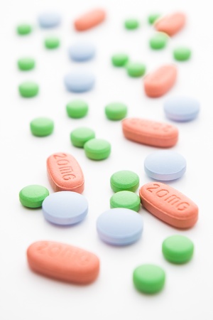 pills on white with shallow depth of fieldの写真素材