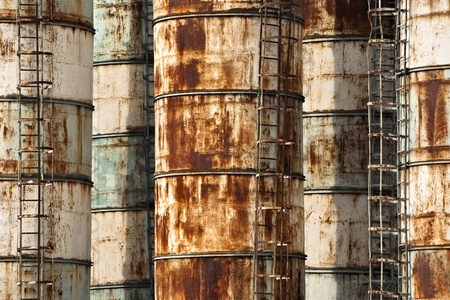 old rusty industrial containers for backgroundの写真素材