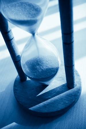 closeup of hourglass blue tonedの写真素材