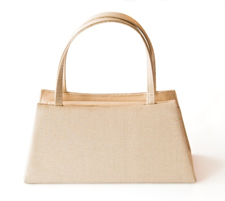 beige purse isolated with clipping pathの写真素材
