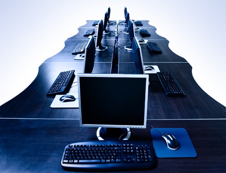 modern computers in IT office isolated