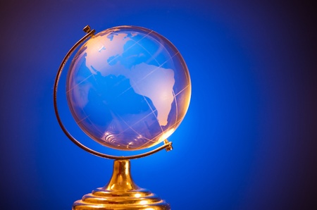 blue glass globe with copy space