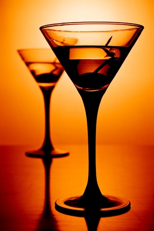 martini glasses on hot backgroundの写真素材