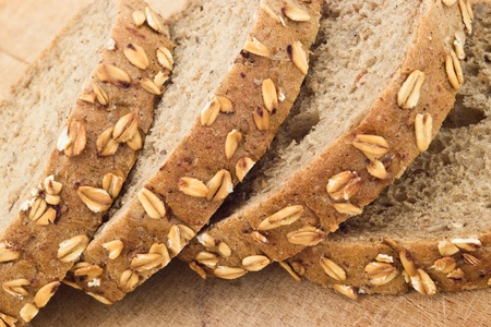 closeup of slices of bread with seedsの写真素材