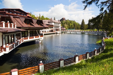 Resort on lake in summertimeのeditorial素材