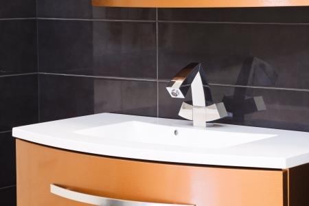 very modern faucet and sinkの写真素材