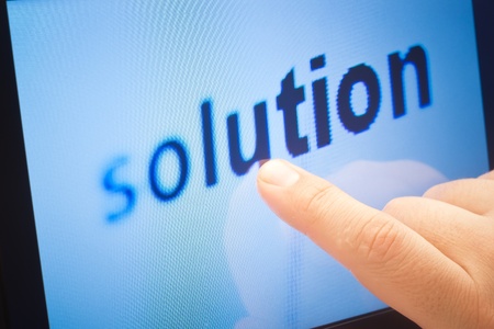 word solution on touch screen deviceの写真素材
