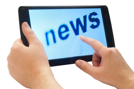 word news on touch tabletの写真素材