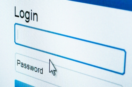 macro shot of Login and password on computer screenの写真素材