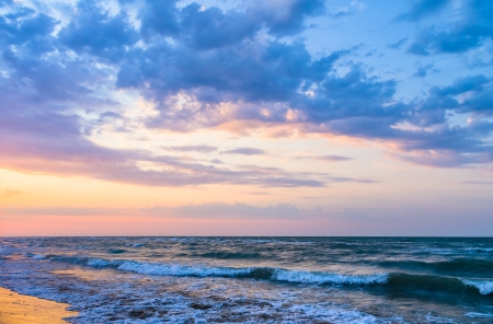 beautiful morning light on beachの写真素材