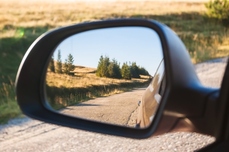 Car mirror, concept of travelの写真素材