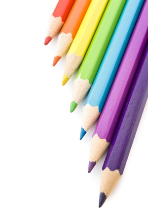 colorful crayons on white backgroundの写真素材