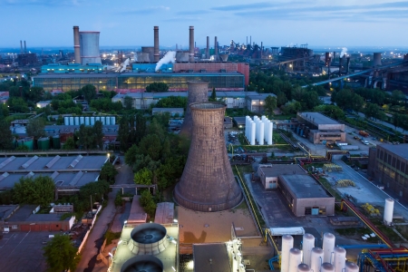 big Industrial plant after sunsetの写真素材