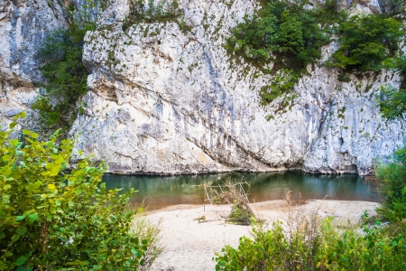 small paradise with river sand and rocksの写真素材
