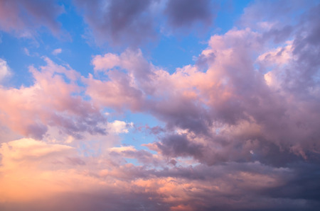 beautiful colors on cloudy  sunsetの写真素材