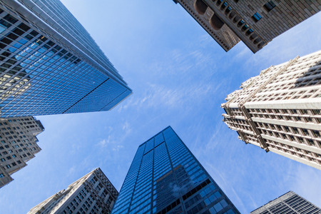 look up to the sky with skyscrapersの写真素材