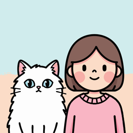 cute little girl with cat isolated icon vector illustration desing.の素材