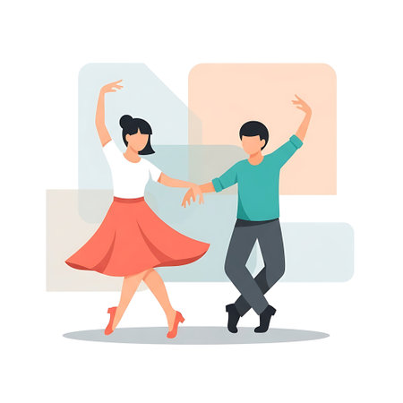 Man and woman dancing tango. Vector illustration in flat style.の素材