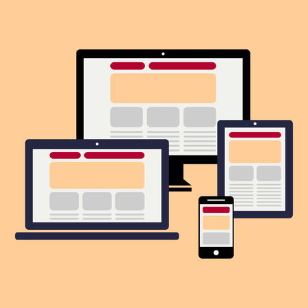 Design for web - computer, notebook, smartphone, tablet icons setのイラスト素材