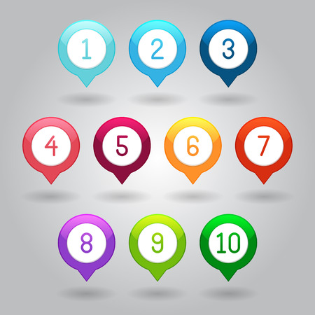 Map markers with numbers - vector illustration isolated on gray background eps10のイラスト素材