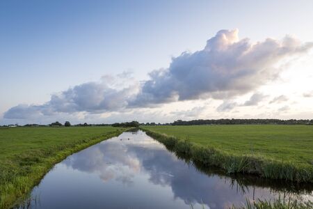 Trench in the grasslands of  Sassenheim in the Netherlandsの写真素材