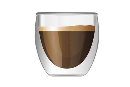 Cappucino in double walled clear glass coffee mug vector illustrationのイラスト素材