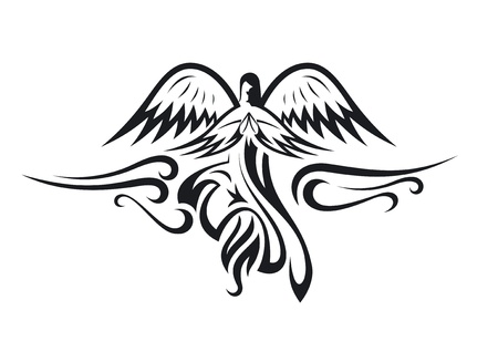 Black and white angel silhouette. のイラスト素材