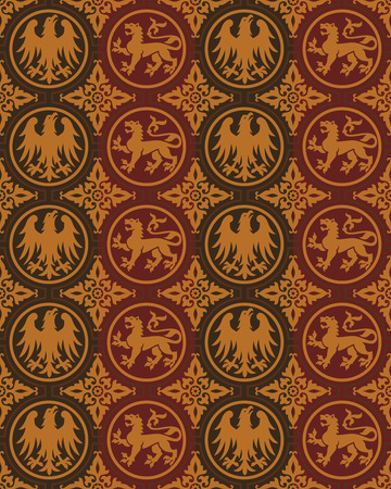 Gothic ornament. Seamless medieval floral vector patternのイラスト素材