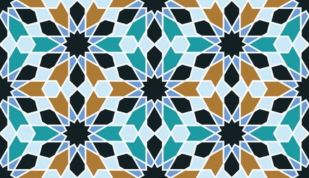 Seamless pattern in Moroccan style. Mosaic tile. Islamic traditional ornament. Geometric background