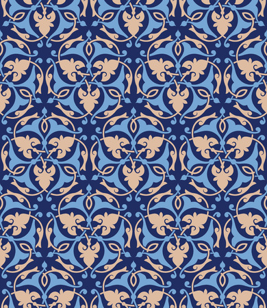 Vector seamless pattern with bright floral ornament. Vintage design element in Eastern style. Traditional arabic decor background.のイラスト素材