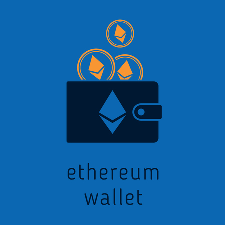 Vector ethereum wallet with coins, cryptocurrency in the wallet. Ethereum coins in the wallet vector illustrationのイラスト素材