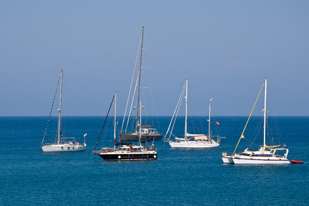 Summer on the yachts on the Mediterranean Sea coastの写真素材