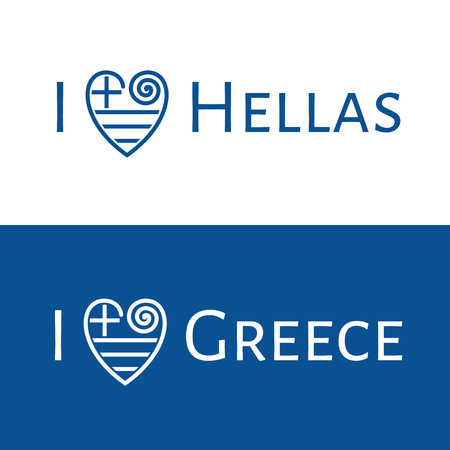 I love Greece vector banner for T-shirt, postcards and souvenirs. I love Hellasのイラスト素材