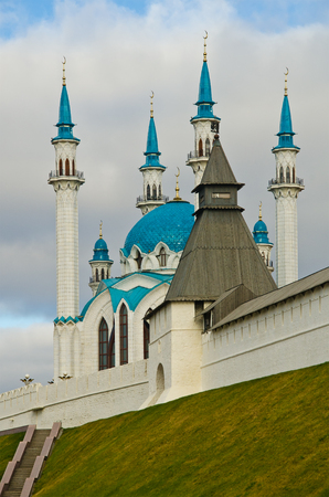 Kazan Kremlin and Kul-Sharif mosque, Tatarstan, Russiaの写真素材