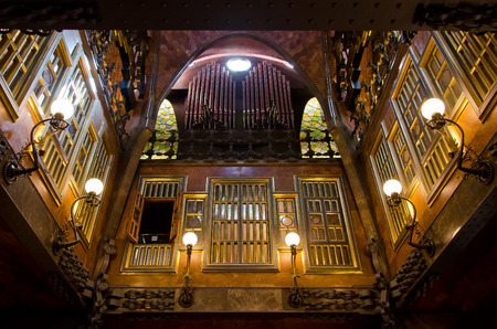 Vault ceiling in the Palace Guell. Barcelona, June 2014のeditorial素材