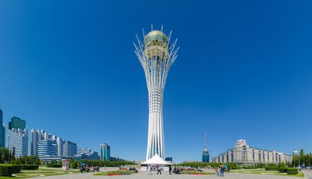 Baiterek monument, the building where the handprint of Nursultan Nazarbayev is stored. July 2019, Nur-Sultan (Astana) Kazakhstanのeditorial素材