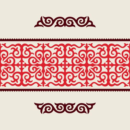 Traditional ornament of middle Asia for decoration of clothes and yurts. Nomadic ornamentのイラスト素材