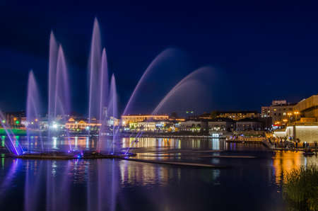 August, 2020, Kazan, Tatarstan: Evening view of the Kaban lake embankment. Kazan, Tatarstan