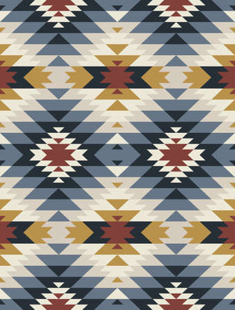Native American Indian Ornament. Tribal seamless colorful geometric pattern. Ethnic vector textureのイラスト素材