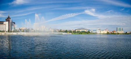 August, 2020, Kazan, Tatarstan: Kaban lake embankment in Kazan, Tatarstanのeditorial素材