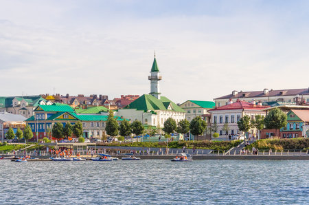 August, 2020, Kazan, Tatarstan: Kaban lake embankment in Kazan, Tatarstanのeditorial素材