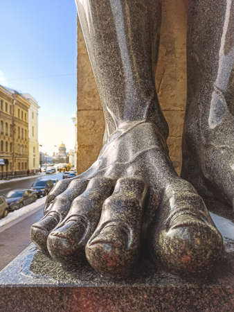 Saint Petersburg, Russia-09.01.2020: Foot of Atlanta in the portico of the New Hermitageのeditorial素材