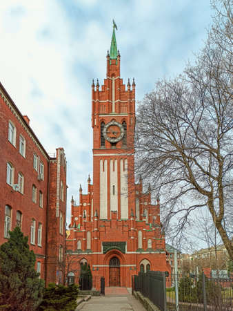 Kaliningrad, Russia, March 2021 - Church of the Holy Family in Kaliningrad. The building of the Kaliningrad regional Philharmonicのeditorial素材