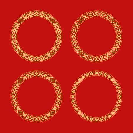 Russian old embroidery and borders. Vector seamless pattern of slavic ornament.のイラスト素材