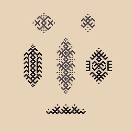 Vector image of traditional Berber tattoos. Sahara desert nomad ornamentのイラスト素材