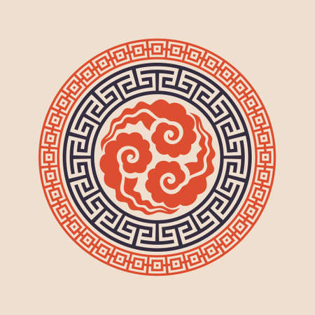 Set of vector korean borders. Asain pattern, pattern fillsのイラスト素材
