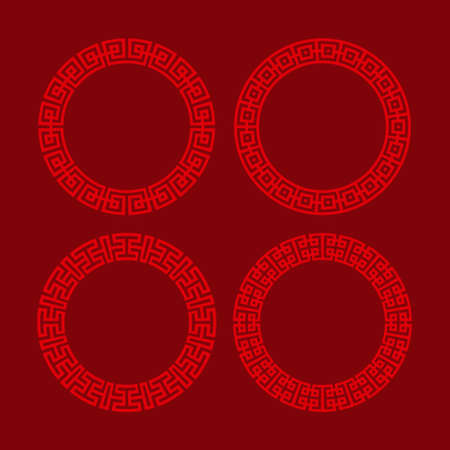 Set of vector korean borders. Asain pattern, pattern fillsのイラスト素材