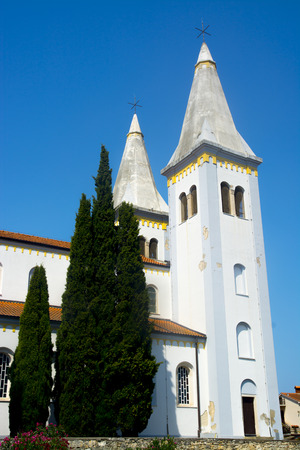 St. Agnes church with two bell towers in Medulin, Istria, Croatiaの写真素材