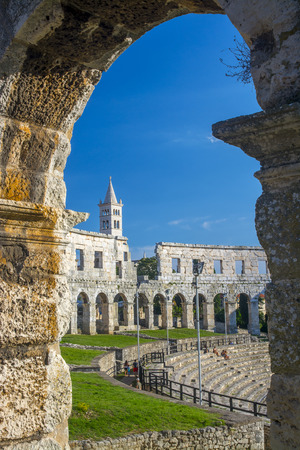 Ancient roman amphitheater in Pula, Istria, Croatiaの写真素材
