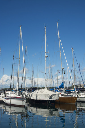 Boats in the port of Pula, Istria, Croatiaの写真素材